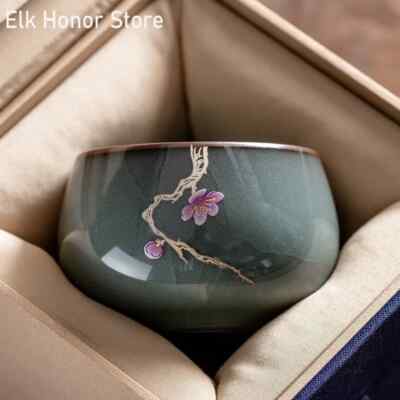 Guan Kiln Iron Tire Ceramic Tea Cup Cup TeaCups Gracked Glaze Split Ice Tea Gift