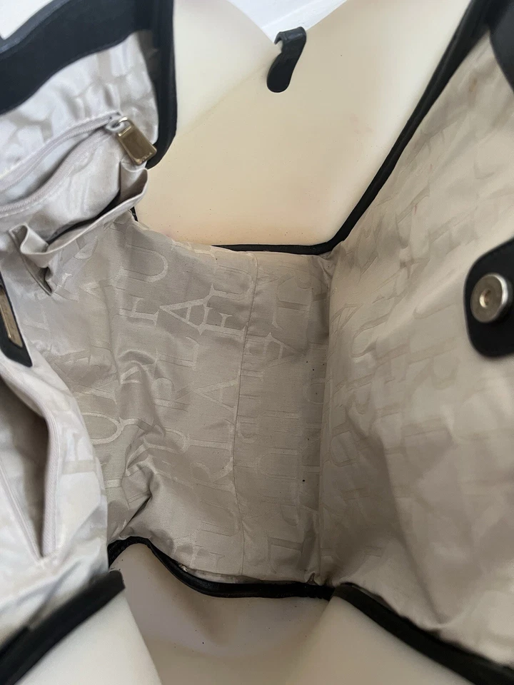 Furla Black Leather and White Soft Neoprene Large Shoulder Bag Purse Tote - Image 4 of 4