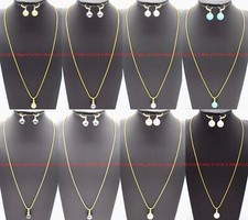 Beautiful Multicolor Shell Pearl Round Beads Pendant Necklace Earrings Set 17"