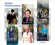 SIERRA LEONE 2024 ROTARY INT'L CHURCHILL, JFK, WALTON IMPERF SHEET  MINT NH