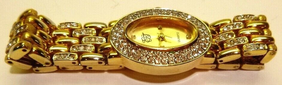 Reloj pulsera EJ Ernest Jones para mujer, tono dorado con cristales blancos, moda Foto 4 de 4