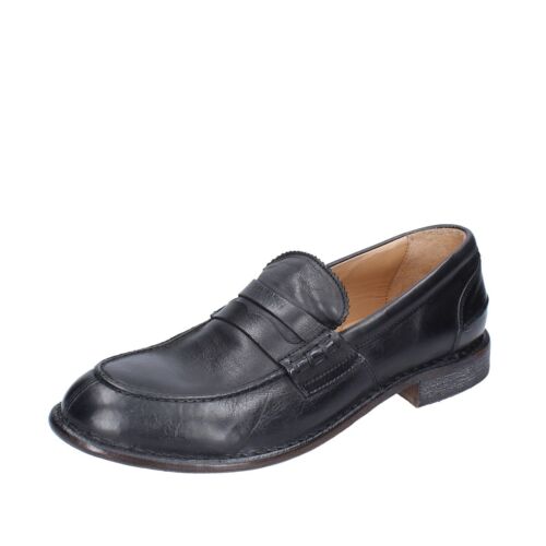 EX379 MOMA  2ES419 VINTAGE Shoes Men Black Moccasins Leather Round Toe Sì Dress  - Bild 1 von 5
