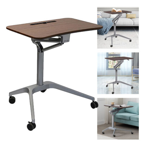 Height Adjustable 750-1060mm PVC Laptop Stand Desk Rolling Cart Mobile Desk USA