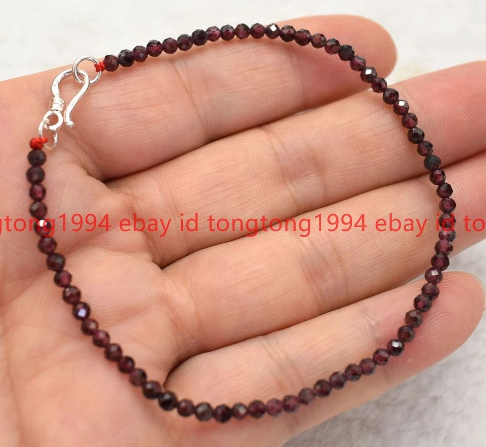 100% Natürlich 3mm Facettiert Rund Edelstein Armband 7.5 Zoll - Bild 4 von 4