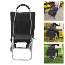 Black Rolling Art Cart Utility Carts Folding Wheeled Portable Rolling Chair