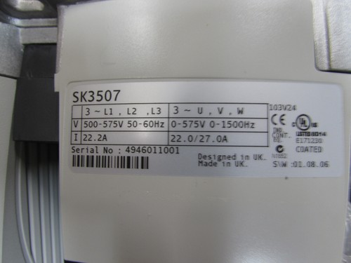 NIDEC CORP CONTROL TECHNIQUES SK3507 VFD HD 575V - Picture 2 of 3