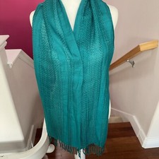 Women  s Lightweight Elegant Teal Scarf With Tassel and Nice Versatile Accessory