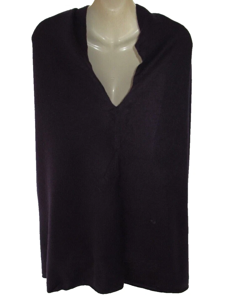 Max Studio 100% Cashmere Purple Knit Poncho 32" x 19" - Image 3 of 4