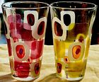Rare Italy Cerve glassware Barware Circleware Colorful abstract Design Set Of 2