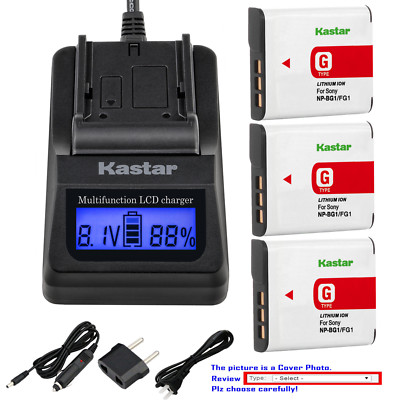 Kastar Battery LCD Fast Charger for Sony NP-BG1 Sony Cyber-shot DSC-H20 Camera
