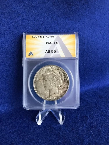 1927-S PEACE SILVER DOLLAR $1 *ANACS AU55 ABOUT UNCIRCULATED* NICE ORIGINAL COIN