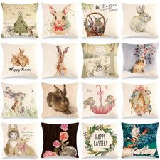 Spring Easter Pillow Cover Rabbit Bunny Farmhouse Outdoor Holiday Cushion Case