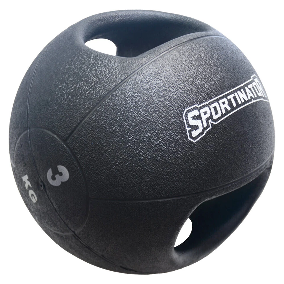 SPORTINATOR Premium Fitness Naturkautschuk Medizinball mit Griffe 3kg - 10kg neu