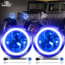 7 Inch Round Led Headlights Blue Halo Drl Projector For Ford Model A 1930 1931