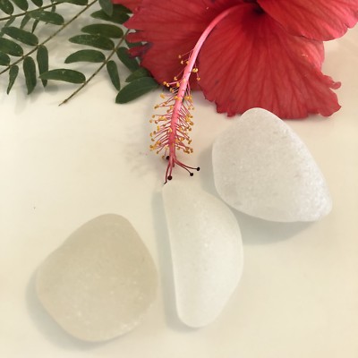 Genuine Surf-Tumbled Sea glass beach glass 3 White SHARDS COLLECT