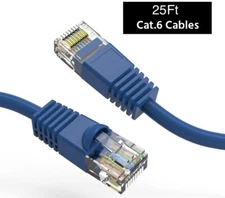 Cat 6 25Ft Blue Patch Cable Booted 24AWG stranded bare copper  For Modem Router