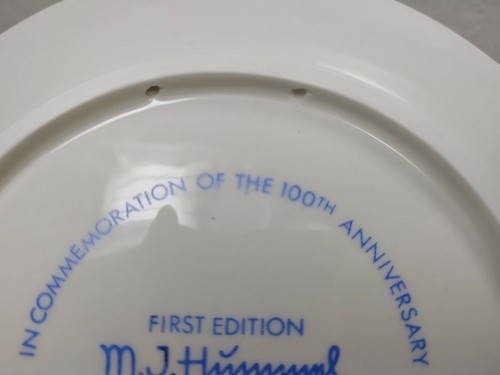 M J Hummel 1971 Hand Painted Porcelain First Edition 100 Years Angel Plate VTG - Picture 8 of 10