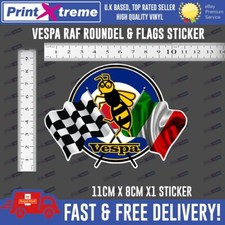 Vespa roundel & flags Sticker, Decal, Mod Wasp RAF Scooter italian, checker