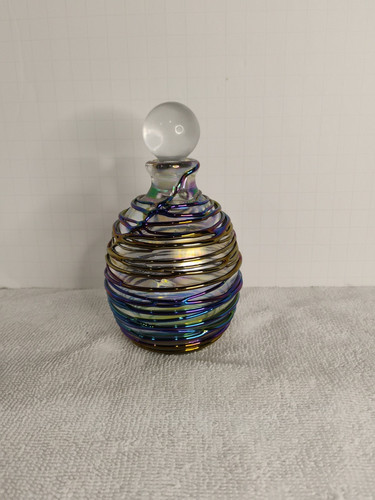 Vintage Kunst Glas Parfüm Flakon 5" hoch - Karneval Glas Stil - schön - Bild 3 von 10