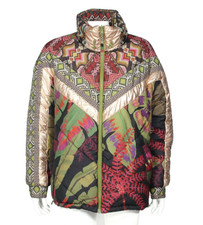 Farm Rio Tropical Rauti Puffer Reversible Zip Oversize Coat Jacket Snow XS /278
