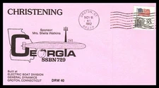 USS GEORGIA SSBN-729 CHRISTENING NOV 6 1982 GROTON CT NAVAL CACHET BX2