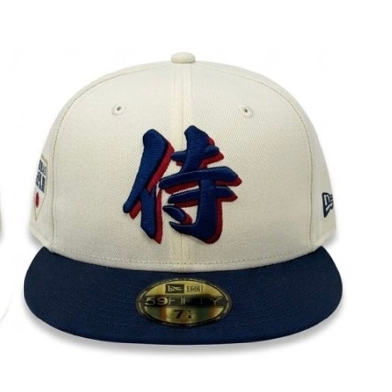 New Era WBC Japan Samurai Hat 59FIFTY Cream Navy Size 7 3/4