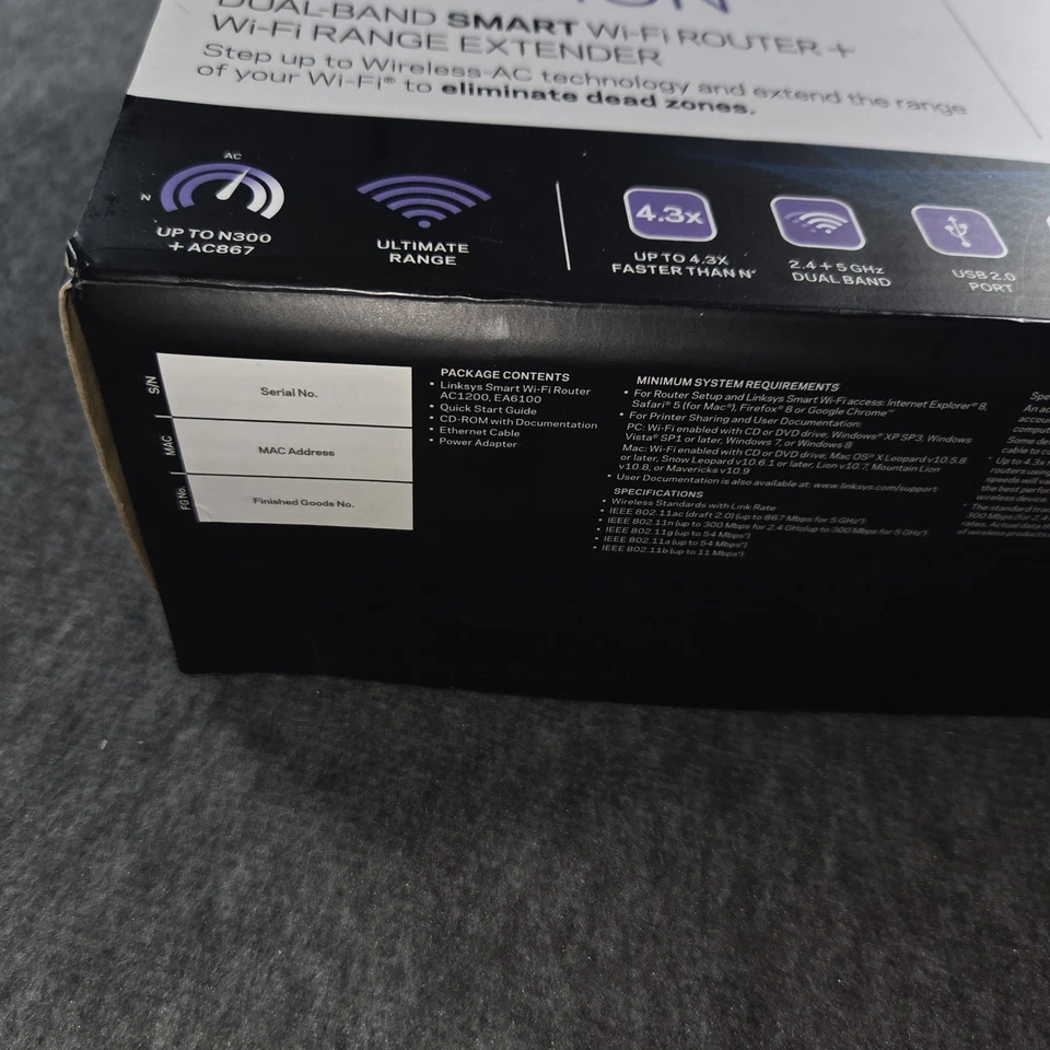 Linksys Dual-Band Smart WiFi Router + WiFi Range Extender-AC1200 N300-F5Z0554 - Image 3 of 4