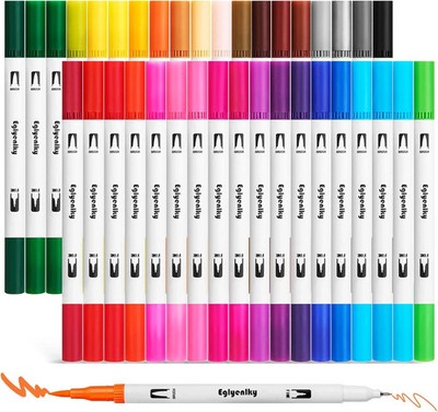 Colored Markers for Adult Coloring Book, Felt Tip Marker, Dual Tip Brush Pens wi