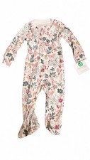 Carter's Baby Footed Pajamas Sleeper 9M Organic Cotton Zip Floral Butterfly