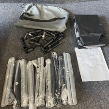 PURE PUP Outdoor Dog House with Elevated Bed and Weatherproof Canopy, Gray