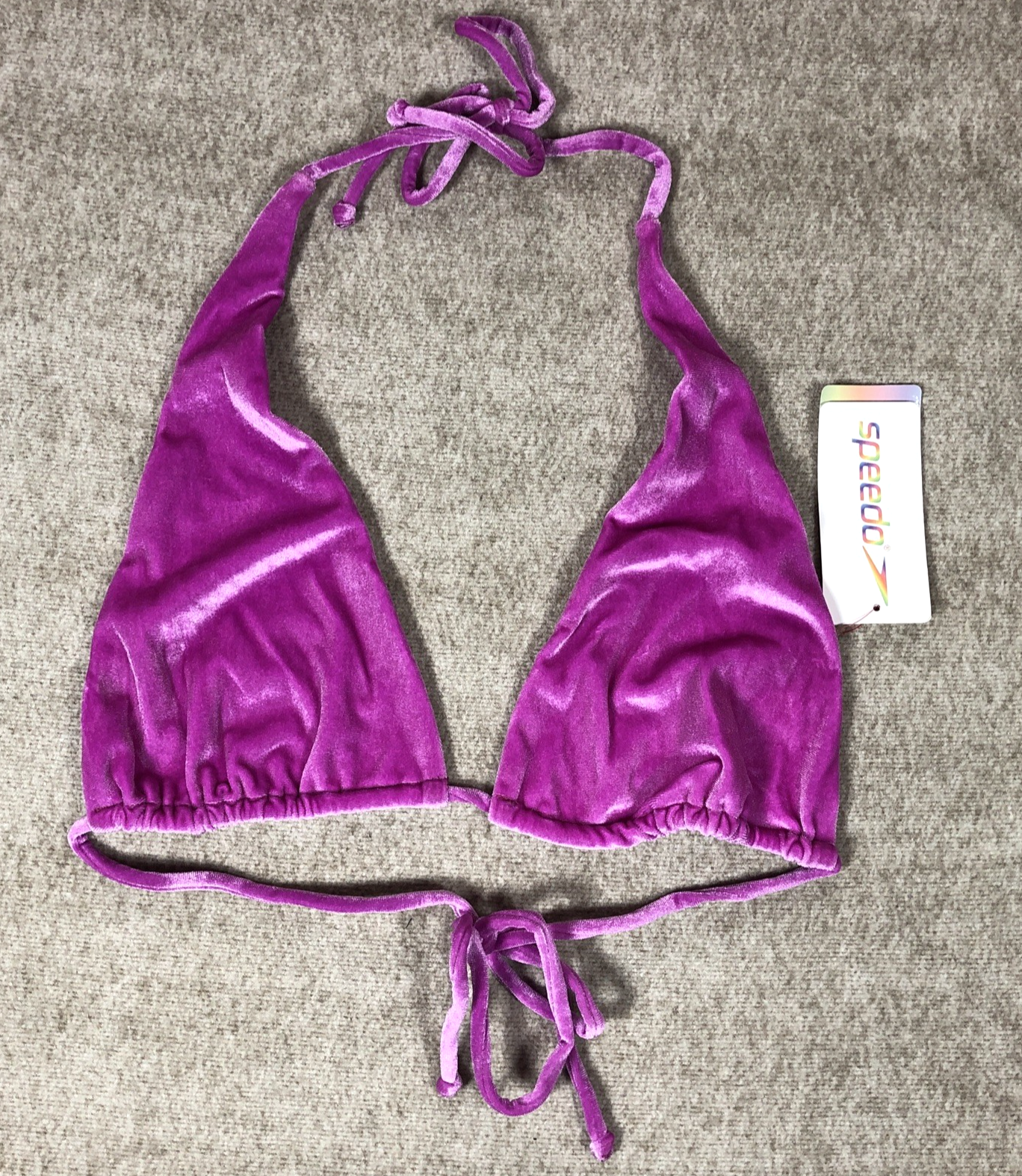 Speedo Women's Triangle Bikini Top Purple M UK 12 14 Multiway Velour FLU3NTE