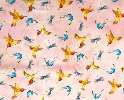 Wilmington Prints Baumwollstoff Prelude Kolibri Schmetterling rosa 1m
