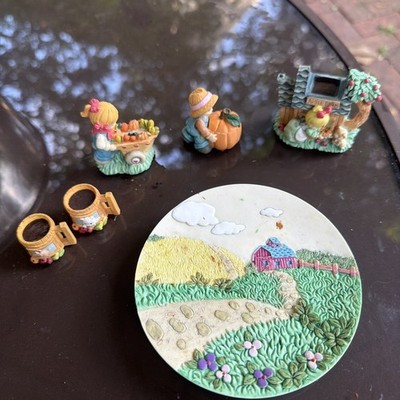 Rare precious moments miniature tea set By enesco country lane/1997/No Box