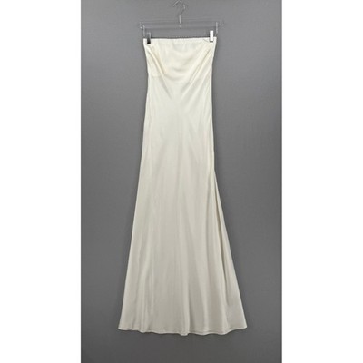 ENZA COSTA Strapless Silk Bias Maxi Dress Women Small Off White Quiet  Luxury NEW | eBay