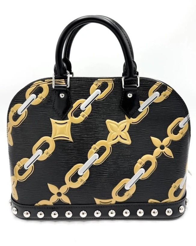 Louis Vuitton special edition rare Black Epi Chain Flower Alma image 6