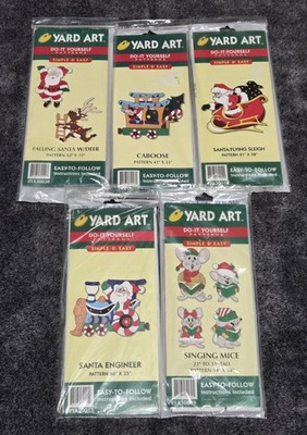 Vintage Christmas Yard Art Do It Yourself Wood Patterns Lot Of 5 Santa Mice