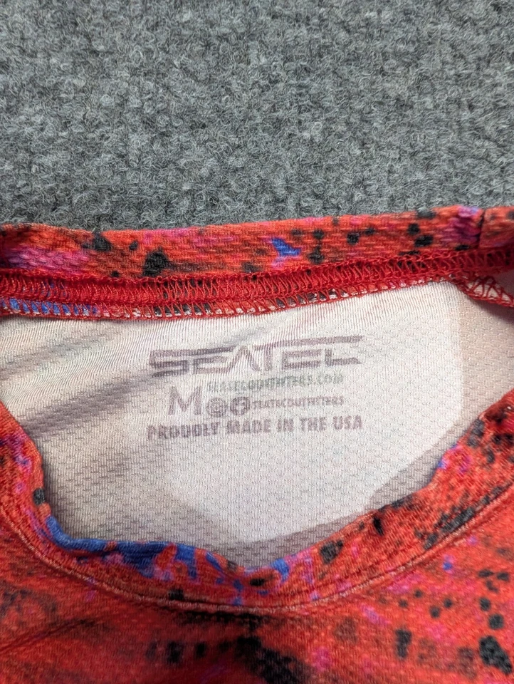 Seatec Long Sleeve Fishing Shirt Mens Medium Splatter Design Red White Blue Med - Image 3 of 4