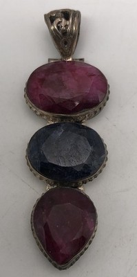 Rubin und rosa Saphir roh 925 Anhänger