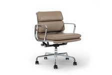 Eames for Herman Miller Taupe Leather Office Chair Aluminum Group 2000s