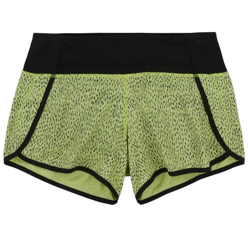 Lululemon Run Times Shorts 4-Way Stretch Dotted Yellow Black Lightweight Size 4