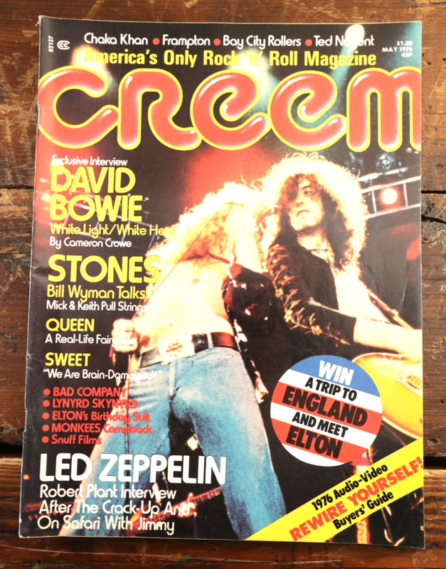 CREEM MAGAZINE VOL 7 NO 12 May 1976 LED ZEPPELIN David Bowie ROLLING STONES