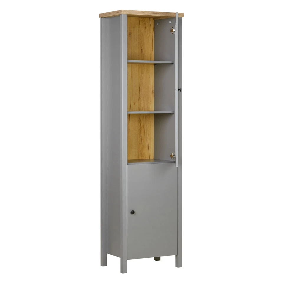 Vitrine Vitrinenschrank Glas Highboard Schrank Wohnzimmer Grau Holz Homestyle4u - Bild 4 von 4
