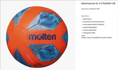 Molten Beachsoccer Vantaggio Beach Gr. 5 Fußball Strand Sport Freizeit Garten