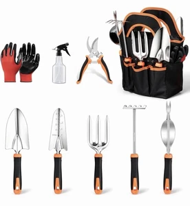 9-Piece Stainless Steel Garden Tools Set, Outdoors Gardening Hand Utensils Kit