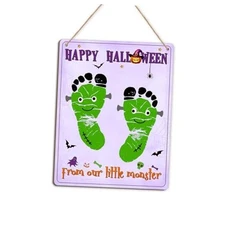 DIY Happy Halloween From Baby Footprint Craft Decor Sign, Our Little Monster