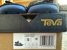 NIB: Teva Hurricane XLT 2 Kids Strappy Sandals Black/Blue Geometric US 5 EU 20