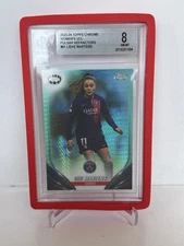 2023-24 Topps Chrome Women’s UCL Aqua Pulsar Lieke Mertens BGS 8