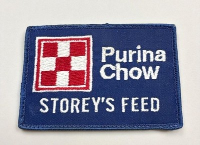 Vintage Purina Chow Embroidered Patch Storeys Feed Checked Logo