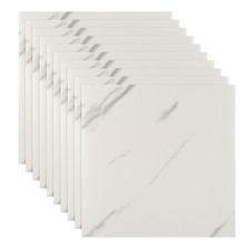 10pcs 11.8"x11.8" Peel and Stick Backsplash Marble PVC Wall Tiles, White Grey