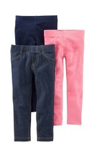 Simple Joys by Carter's Girls' 3-Pack Leggings 4T Grey Floral/Navy Dots/Pink
